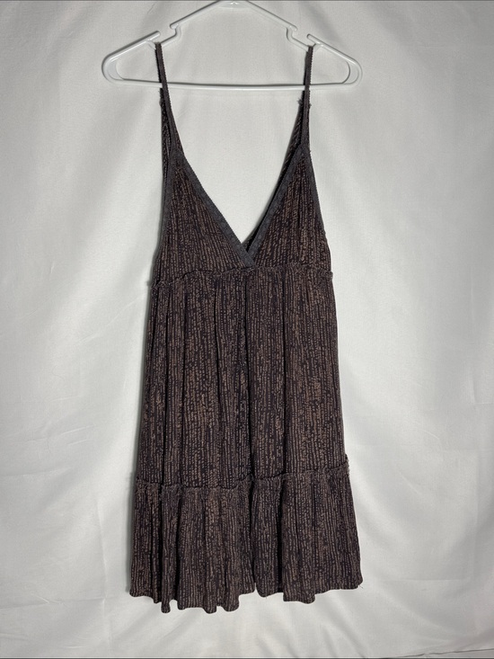 By Together Dresses & Skirts - By Together Brown Shimmer Metallic Plissé Mini Babydoll Dress - Size L